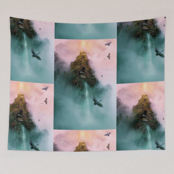 Item preview, Mystic Mountains and Cranes - Chinese Landscape Art designed and sold by Piotrek0001.