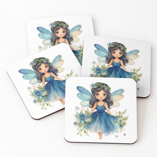 Item preview, Whimsical Blue Fairy – Fantasy Art with Floral Accents designed and sold by sirenandscript.