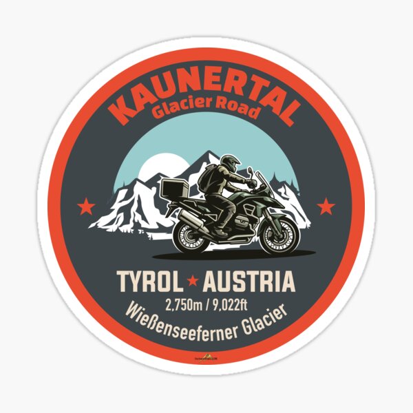 Item preview, T-shirt autocollant moto Kaunertal Glacier Road Autriche 01 designed and sold by OuterShellUK.