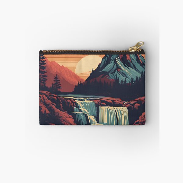 Item preview, Vintage waterfall mountain sunset.  designed and sold by NicMacTees.