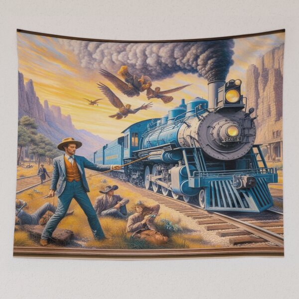 Item preview, Majestic western locomotive steams into historic station building designed and sold by FotoworldEdel.