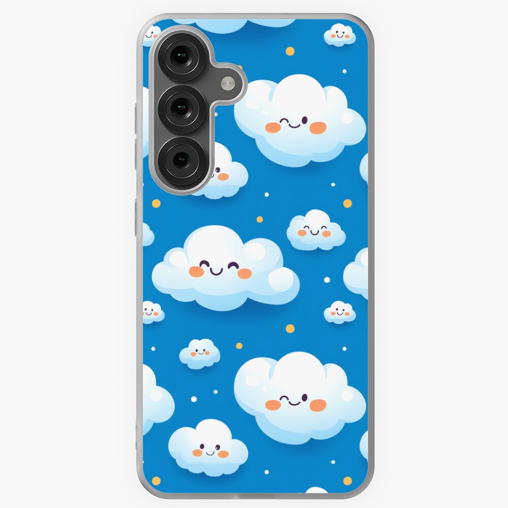 Samsung Galaxy Soft Case Cute Fluffy Cloud Party in Blue Sky