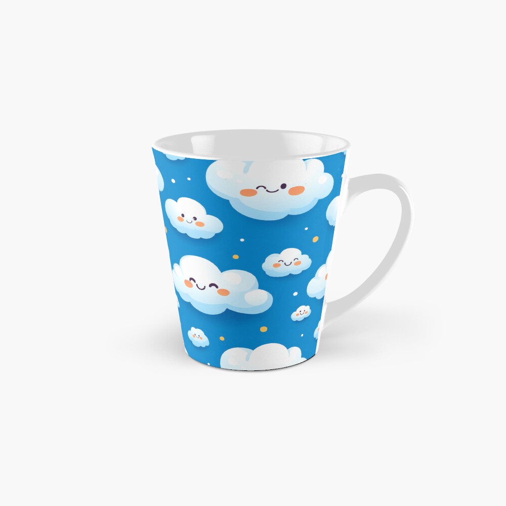 Tall Mug: Cute Fluffy Cloud Party in Blue Sky