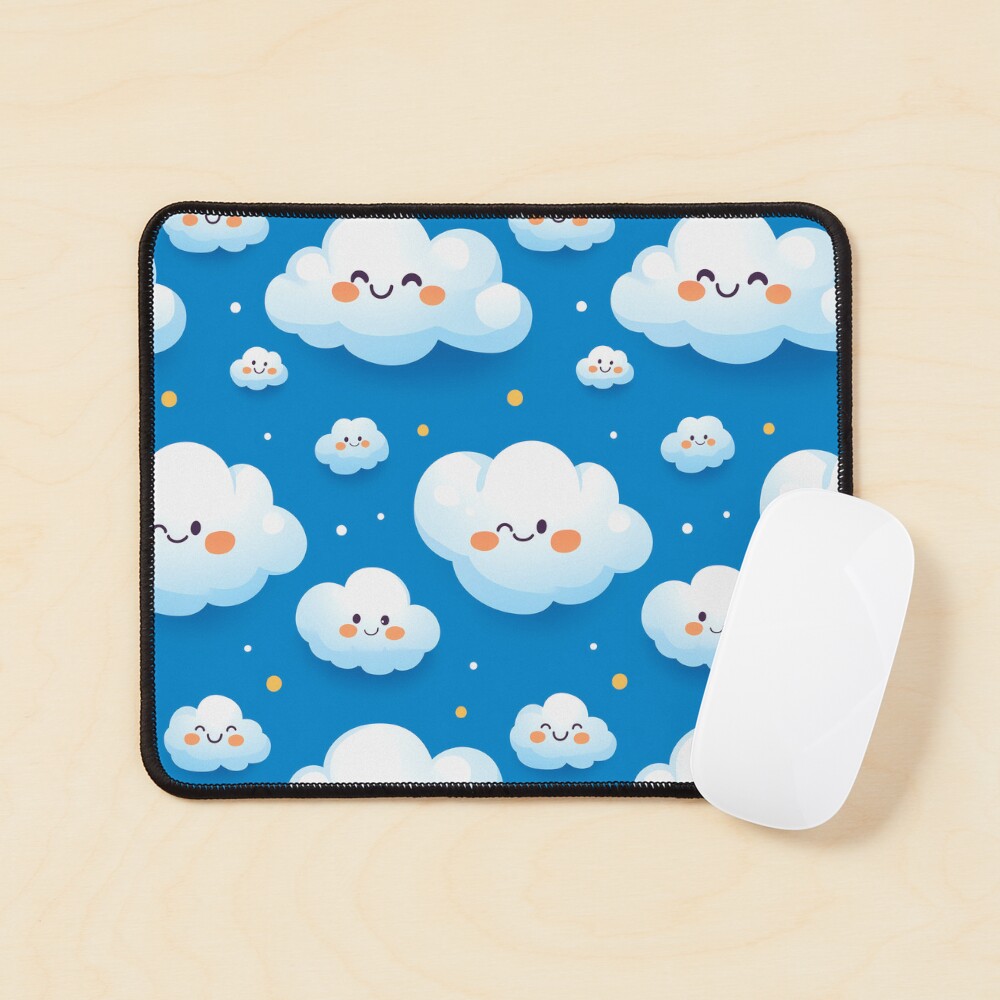 Cute Fluffy Cloud Party in Blue Sky