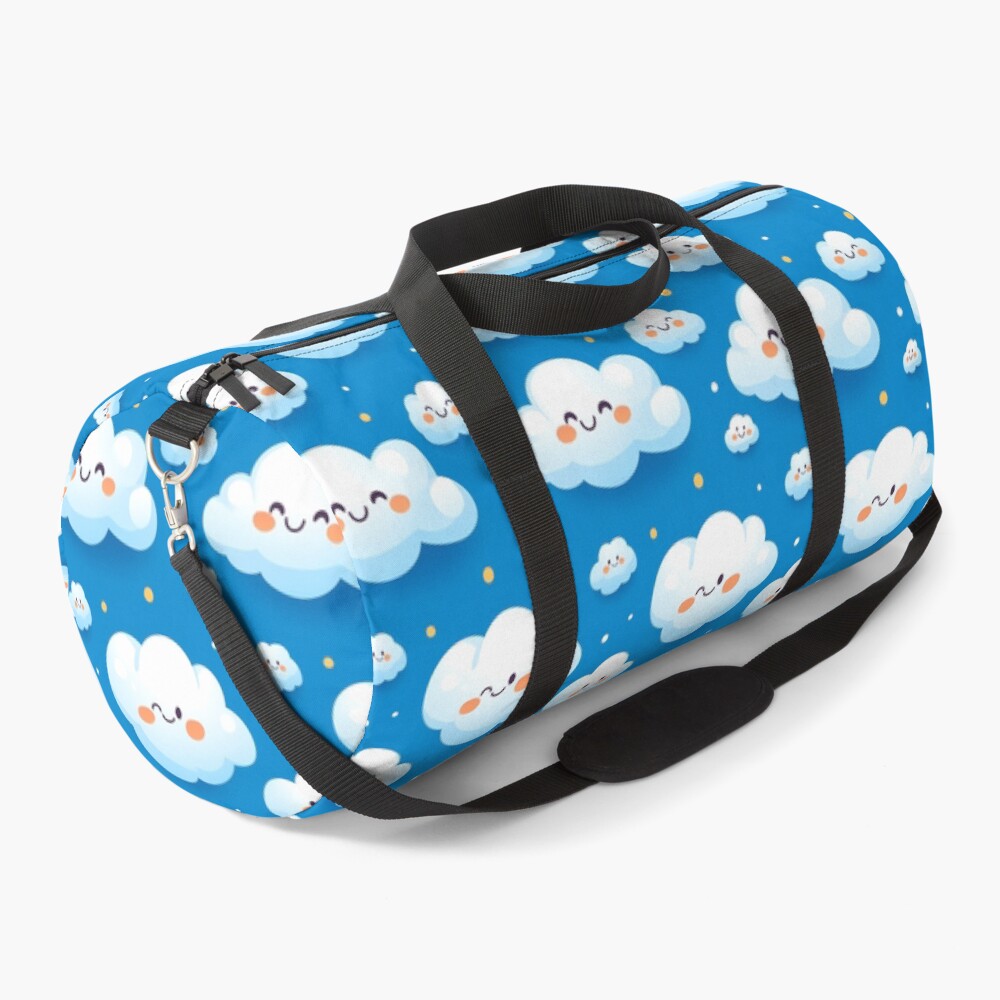 Cute Fluffy Cloud Party in Blue Sky Duffle Bag
