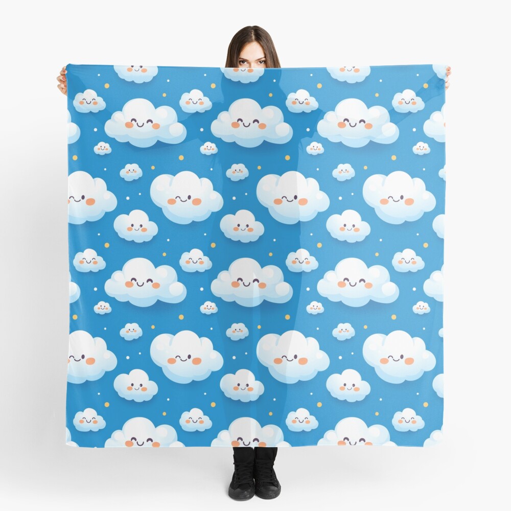Cute Fluffy Cloud Party in Blue Sky Scarf