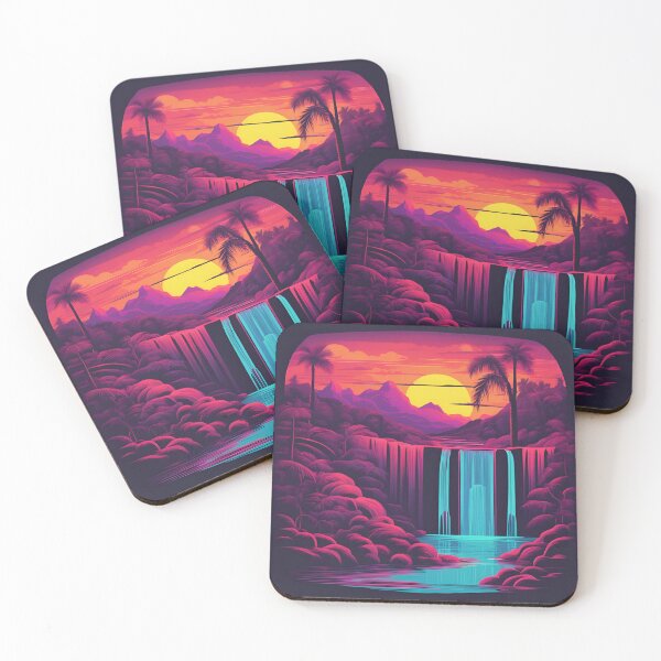 Item preview, Retro neon jungle waterfall designed and sold by NicMacTees.