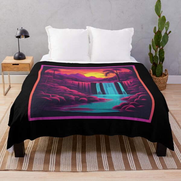 Item preview, Retro neon jungle waterfall designed and sold by NicMacTees.