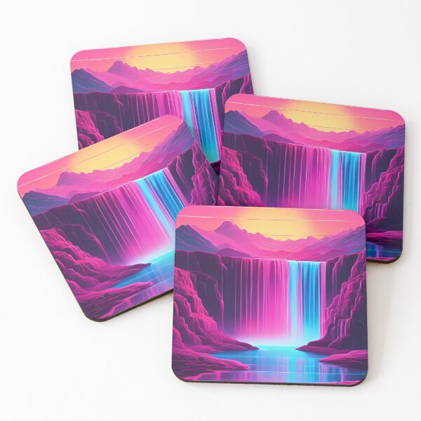 Item preview, Retro neon waterfall at sunset designed and sold by NicMacTees.