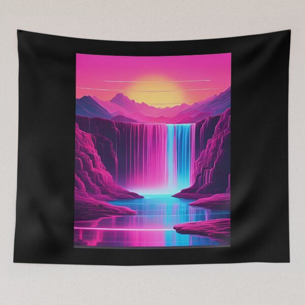Item preview, Retro neon waterfall at sunset designed and sold by NicMacTees.