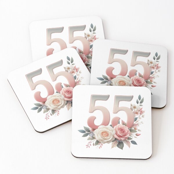 Item preview, 55th Birthday, floral, number 55, woman's designed and sold by iclipart.