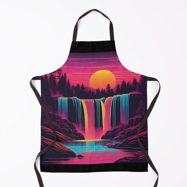 Item preview, Retro neon waterfall at sunset in the forest designed and sold by NicMacTees.