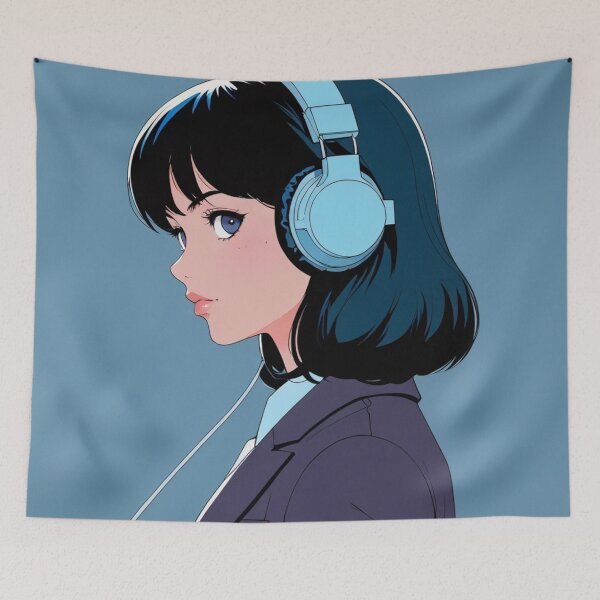 Item preview, Focused Beats - Anime Girl Listening to Music designed and sold by waifu-time.