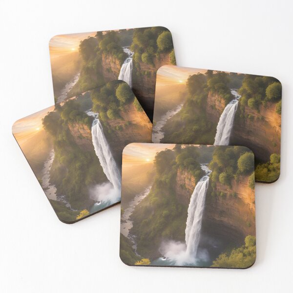 Item preview, Waterfall over a cliff print designed and sold by NicMacTees.