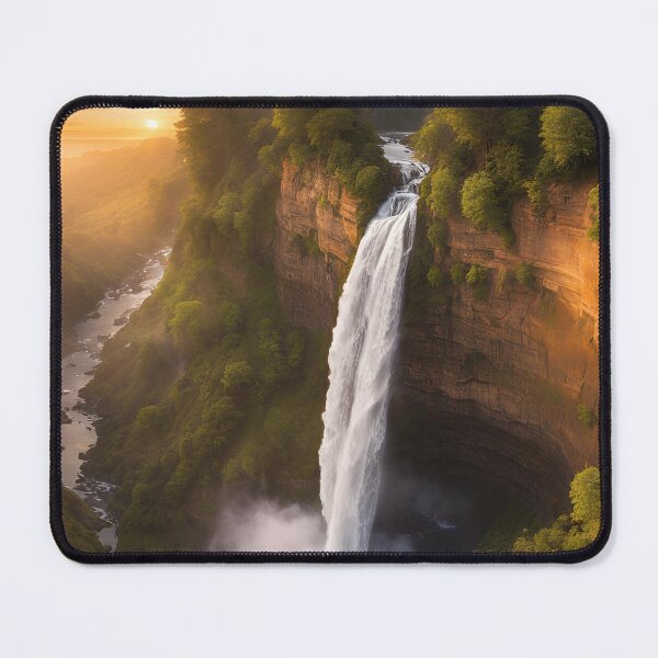 Item preview, Waterfall over a cliff print designed and sold by NicMacTees.