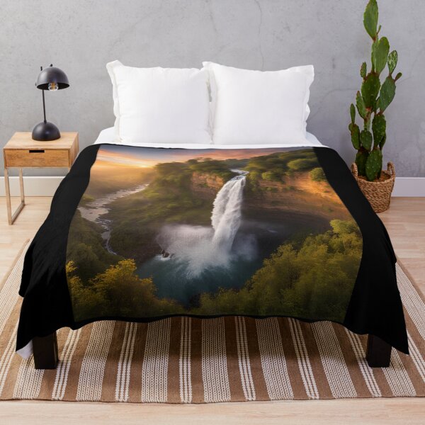 Item preview, Waterfall over a cliff print designed and sold by NicMacTees.