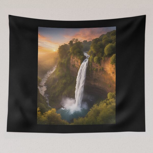 Item preview, Waterfall over a cliff print designed and sold by NicMacTees.