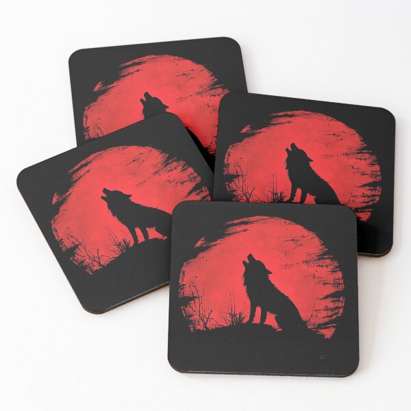 Item preview, Wolf silhouette on red moon designed and sold by valerko26.