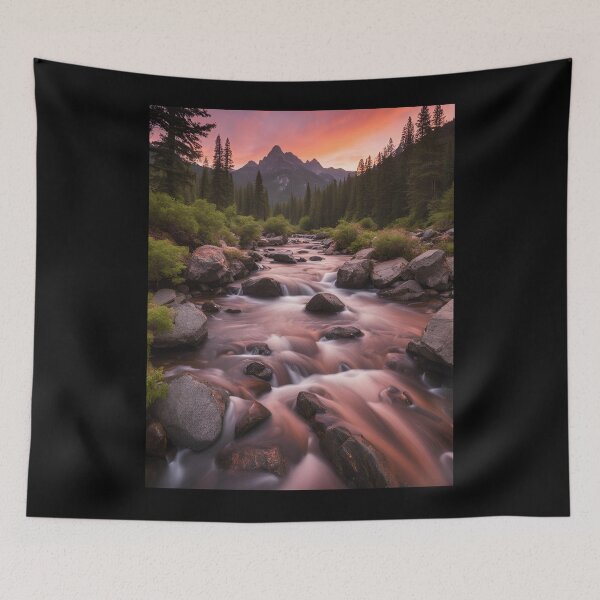 Item preview, Mountain stream at sunset designed and sold by NicMacTees.