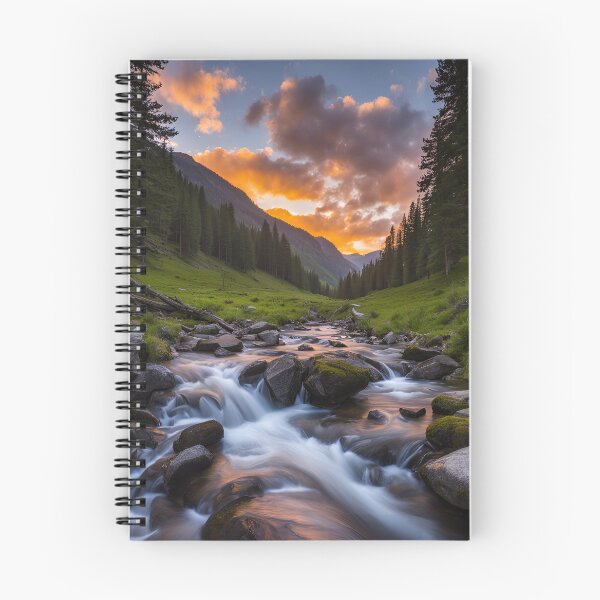 Item preview, Mountain stream at sunset designed and sold by NicMacTees.