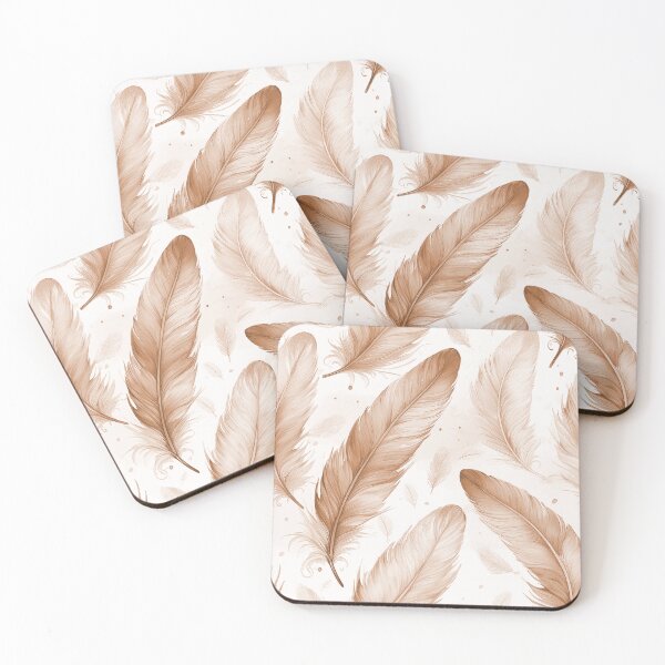 Item preview, Feather seamless design with soft beige tone designed and sold by GeoffBeattie.