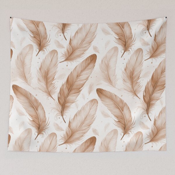 Item preview, Feather seamless design with soft beige tone designed and sold by GeoffBeattie.
