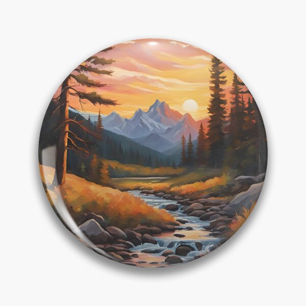 Item preview, Vintage mountain stream at sunset design designed and sold by NicMacTees.