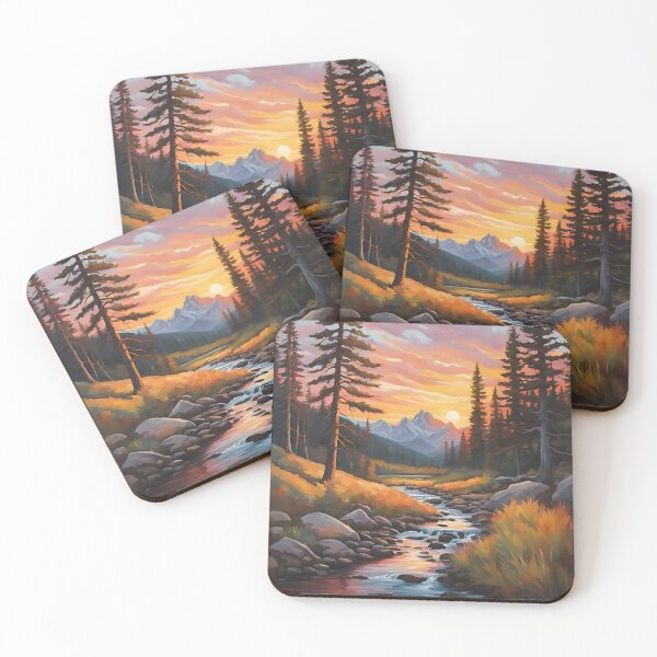 Item preview, Vintage mountain stream at sunset design designed and sold by NicMacTees.