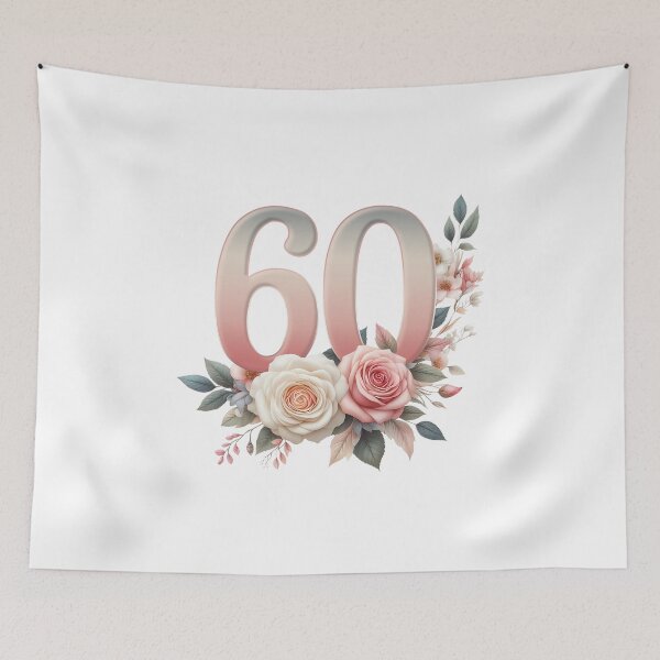 Item preview, 60th Birthday, floral, number 60, woman's designed and sold by iclipart.
