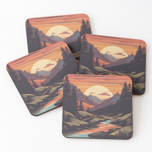 Item preview, Vintage mountain stream at sunset  designed and sold by NicMacTees.
