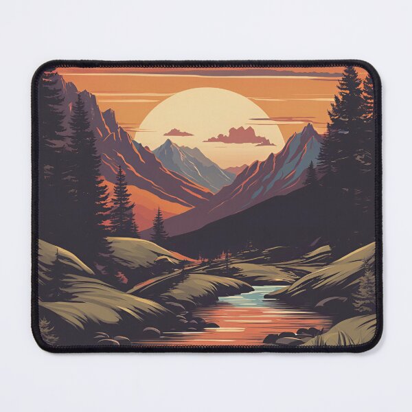 Item preview, Vintage mountain stream at sunset  designed and sold by NicMacTees.