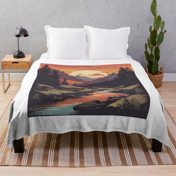 Item preview, Vintage mountain stream at sunset designed and sold by NicMacTees.