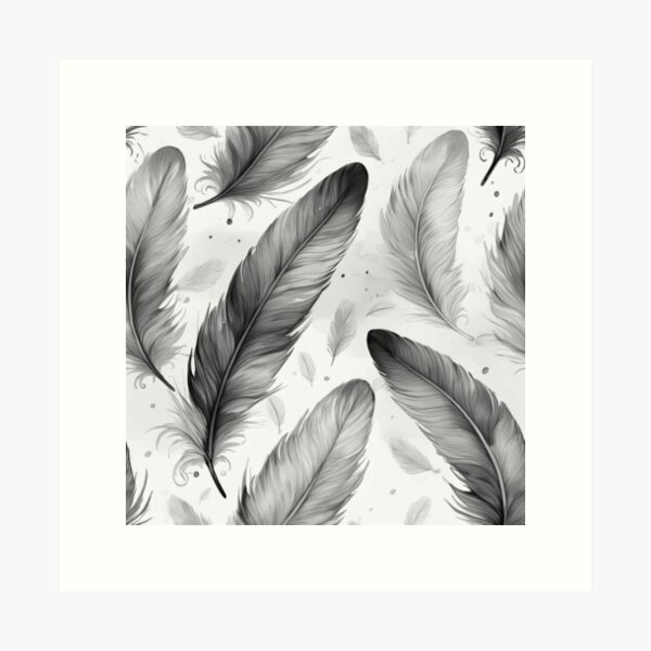 Aperçu de l'œuvre Motif plume sans couture avec des tons gris créée et vendue par GeoffBeattie.