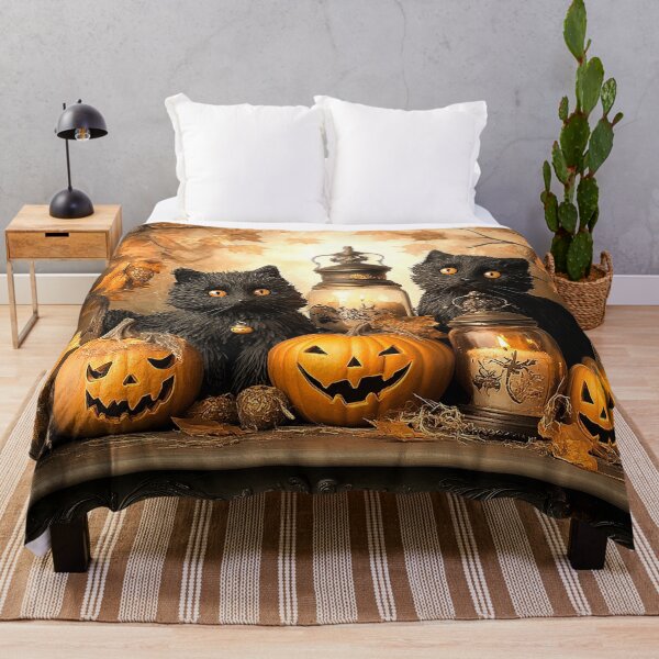 Item preview, Vintage Halloween Nostalgia: Black Cats, Pumpkins, and Antique Chandeliers designed and sold by lylange.