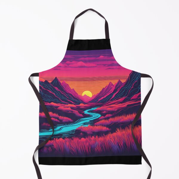 Item preview, Retro Neon Mountain stream at sunset designed and sold by NicMacTees.
