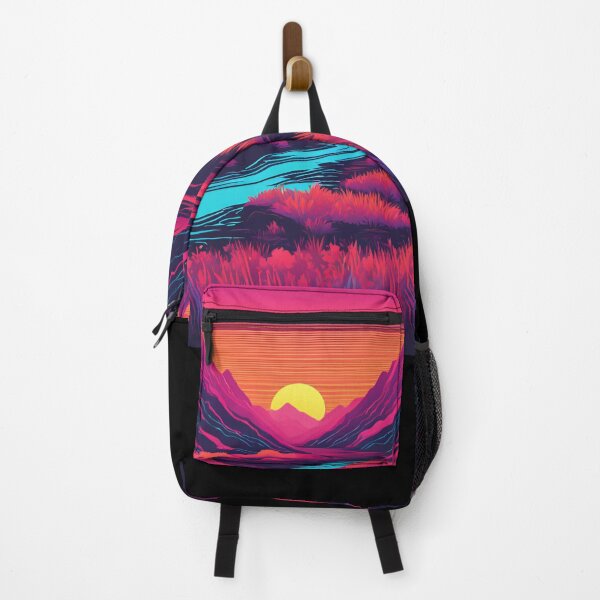 Item preview, Retro Neon Mountain stream at sunset designed and sold by NicMacTees.