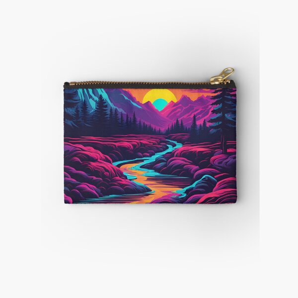 Item preview, Retro neon mountain stream at sunrise designed and sold by NicMacTees.