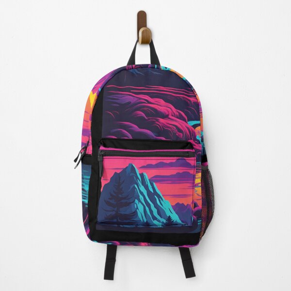 Item preview, Retro neon mountain stream at sunrise designed and sold by NicMacTees.