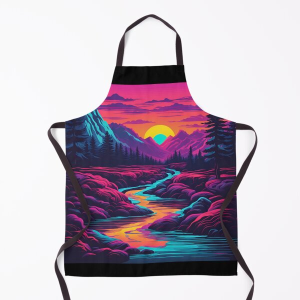 Item preview, Retro neon mountain stream at sunrise designed and sold by NicMacTees.