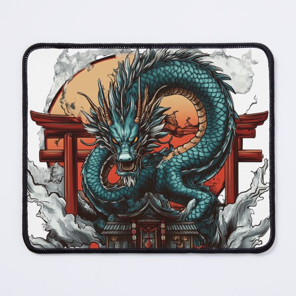 Item preview, Azure Dragon with Japanese Statue in Serene Harmony designed and sold by MythSpire.