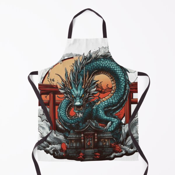 Item preview, Azure Dragon with Japanese Statue in Serene Harmony designed and sold by MythSpire.