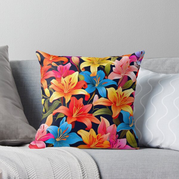 Item preview, A whimsical pattern of rainbow-colored lilies designed and sold by Tchoice.