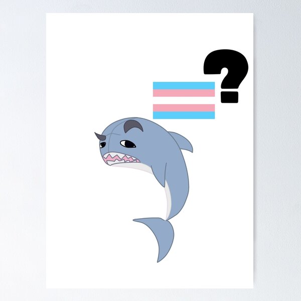 Item preview, blahaj raised eyebrow at flag designed and sold by Whisper-Eyes.