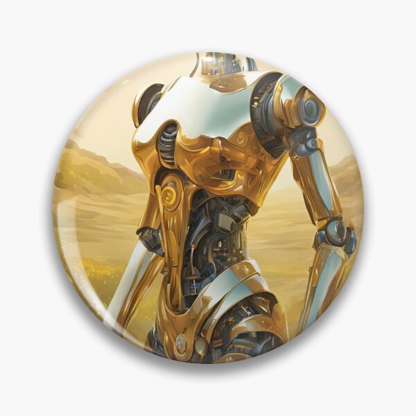Item preview, Futuristic Golden Robot   Peaceful Landscape  Beautiful Flowers sticer designed and sold by KolorellaS.