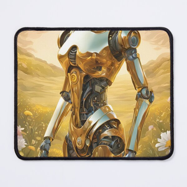 Item preview, Futuristic Golden Robot   Peaceful Landscape  Beautiful Flowers sticer designed and sold by KolorellaS.