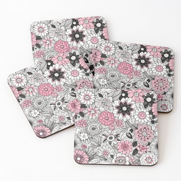 Item preview, Pink Girly Flower Pattern Pink and Black Flower Illustration designed and sold by Luvjesus2.