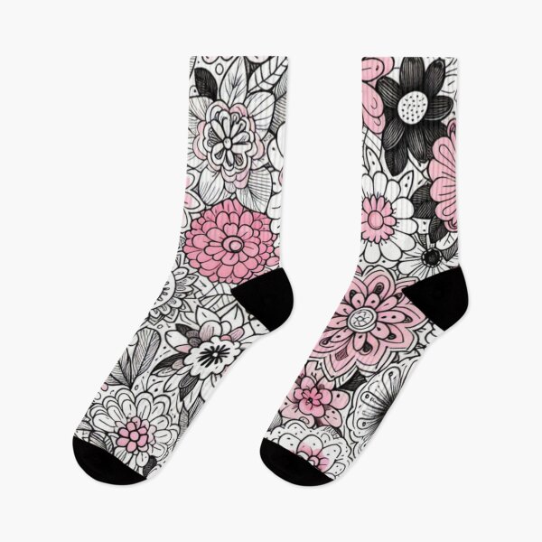 Item preview, Pink Girly Flower Pattern Pink and Black Flower Illustration designed and sold by Luvjesus2.