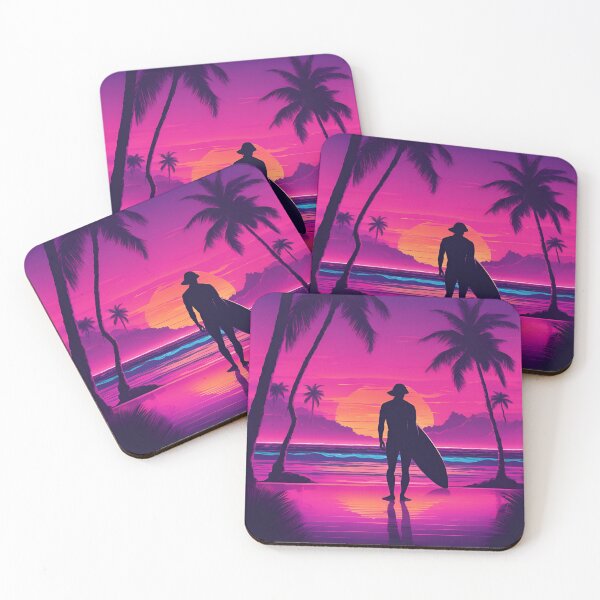 Item preview, Retro surfer at sunset silhouette designed and sold by NicMacTees.