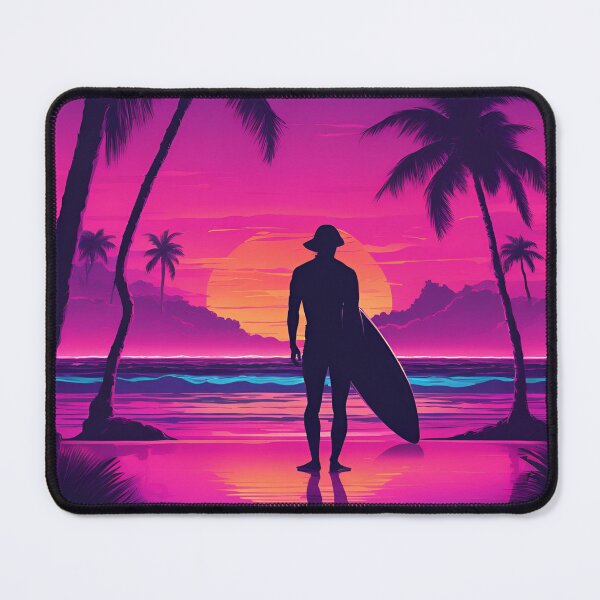 Item preview, Retro surfer at sunset silhouette designed and sold by NicMacTees.
