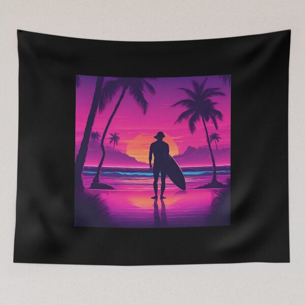 Item preview, Retro surfer at sunset silhouette designed and sold by NicMacTees.